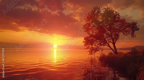 The beautiful sun set in the sea UHD wallpaper © ali