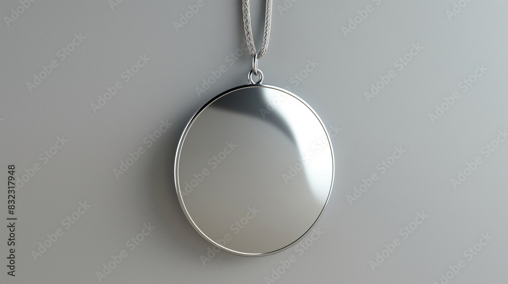 Elegant Silver Pendant Necklace with Circular Minimalist Design on Gray Background - Perfect for Jewelry Fashion, Special Occasions, or Gift Ideas Elegant Silver Pendant Necklace with Circular Minimalist Design on Gray Background - Perfect for Jewelry Fashion, Special Occasions, or Gift Ideas