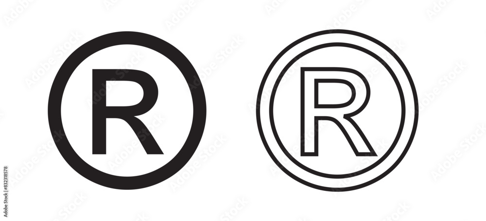Registered trademark logo icon. Vector isolated. Registered trademark logo icon. Vector isolated.