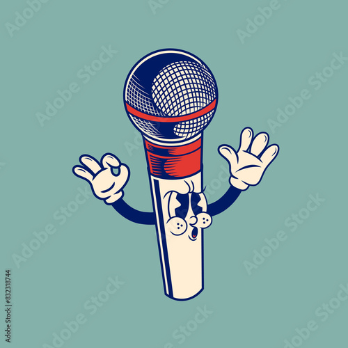 Retro character design of the microphone
