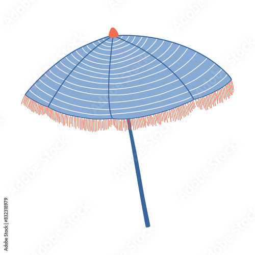 Beach umbrella. Retro style Sun protection equipment isolated on transparent background. Summer holiday concept. Flat style vector illustration.