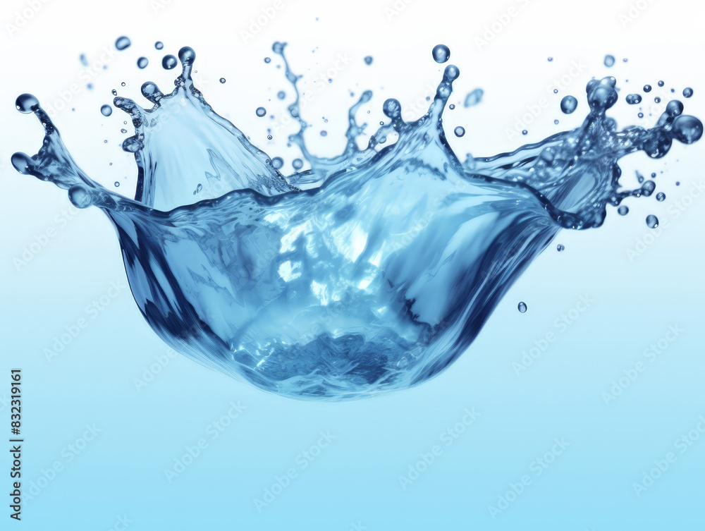blue water splashing on white background, Water splash