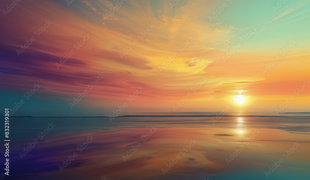 sunset on the beach, a sunset with clouds and the sun reflecting on the water