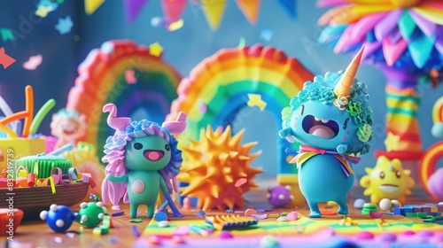 Adorable 3D cartoon friends create rainbow crafts together in celebration of Pride Month