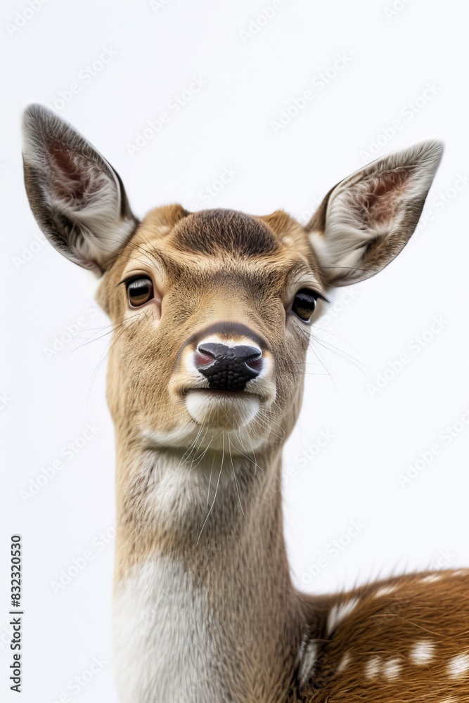 Fototapeta premium the Sika Deer with copy space on right Isolated on white background