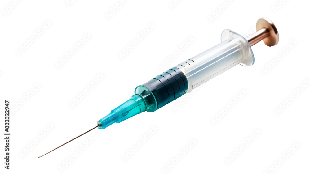 A medical syringe, isolated on white, for injections or vaccinations A medical syringe, isolated on white, for injections or vaccinations