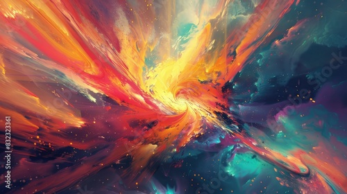 Vibrant abstract energy radiates from the scene