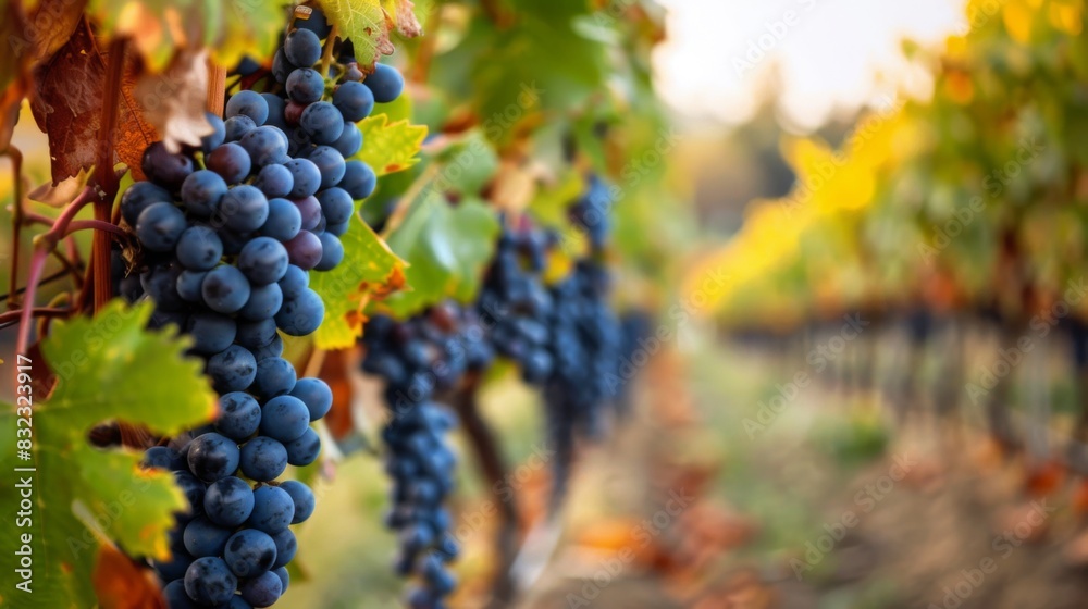 Obraz premium Vineyard grape nature background illustration generated by ai