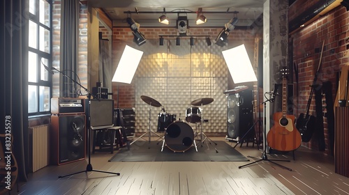interior of a luxury band studio in hotel photo