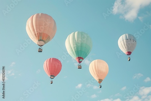 Pastel Hued Hot Air Balloons Drifting Peacefully Through the Ethereal Sky