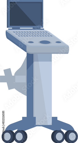 Modern, portable computer cart design in vector format, suitable for various technology themes