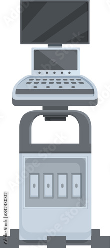 Vector illustration of a sleek, contemporary selfservice kiosk with a touchscreen display