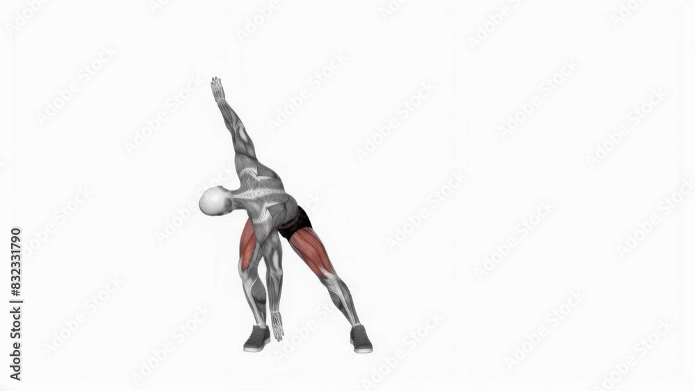 3D animation of fitness male model doing Hamstring No Equipment workout on isolated white background 3D animation of fitness male model doing Hamstring No Equipment workout on isolated white background