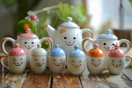 Whimsical Smiling Teapot and Cup Set for Cheerful Home Decor and Dining