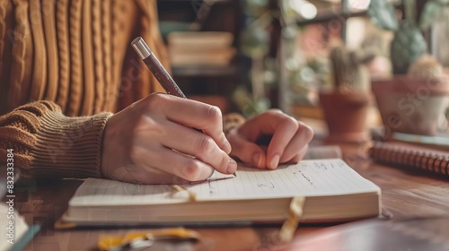 Person writing in a notebook photo