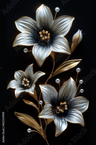 Vibrant Flowers on Black Background