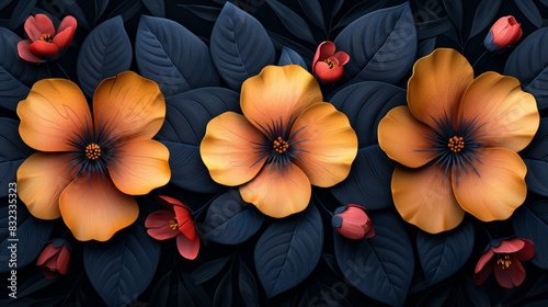 Group of Flowers Surrounded by Leaves