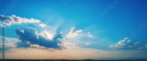 空 雲 青い背景 背景画像 Generative AI photo