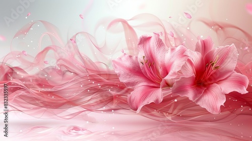 Two Pink Flowers on Pink Background