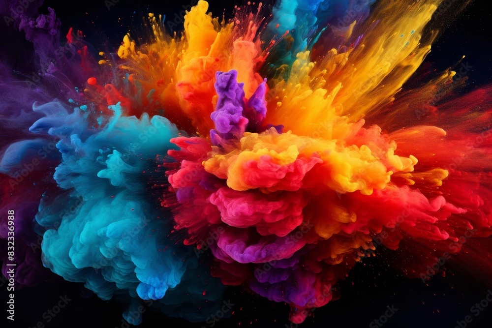 A vibrant splash of colorful powder,