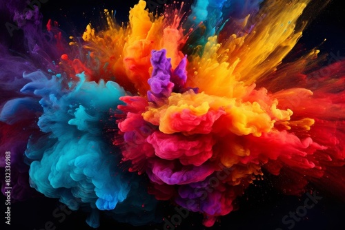 A vibrant splash of colorful powder 