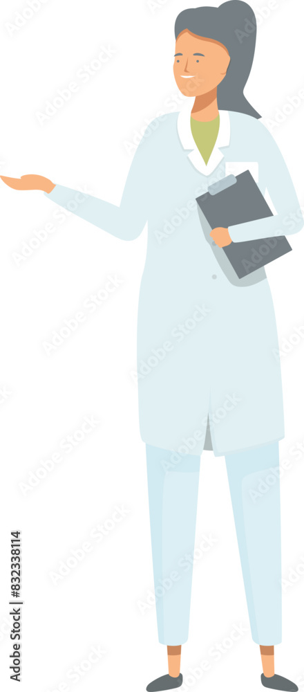Female healthcare worker standing with clipboard, ready to assist Female healthcare worker standing with clipboard, ready to assist