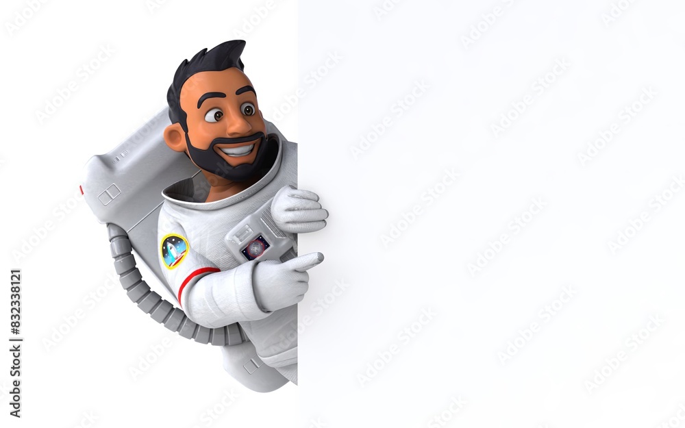 Fun 3D cartoon illustration of an asian astronaut Fun 3D cartoon illustration of an asian astronaut
