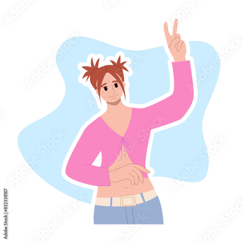 y2k Character. Girl in the Style of the 90s. Teen Fashion. Vector Illustration.