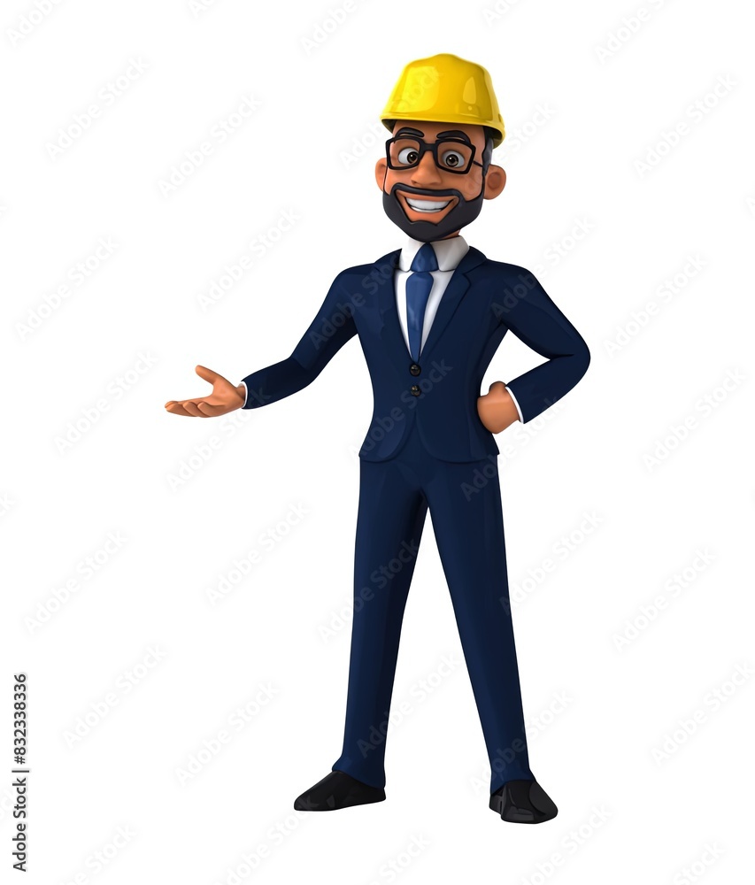 Fun 3D cartoon indian architect illustration. Fun 3D cartoon indian architect illustration.