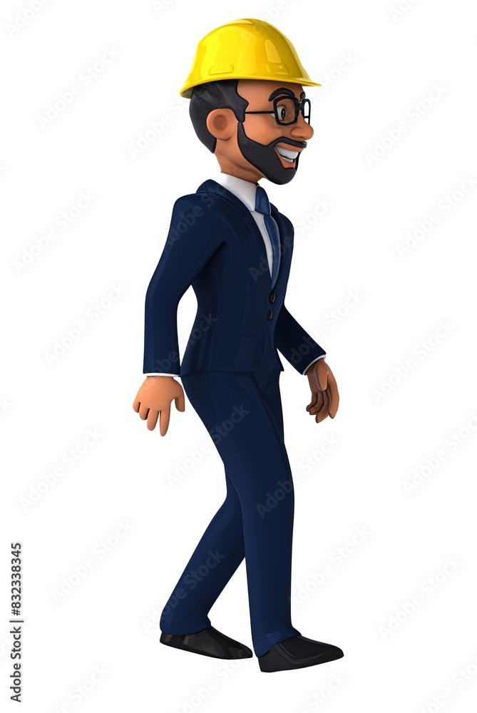 Fun 3D cartoon indian architect illustration. Fun 3D cartoon indian architect illustration.