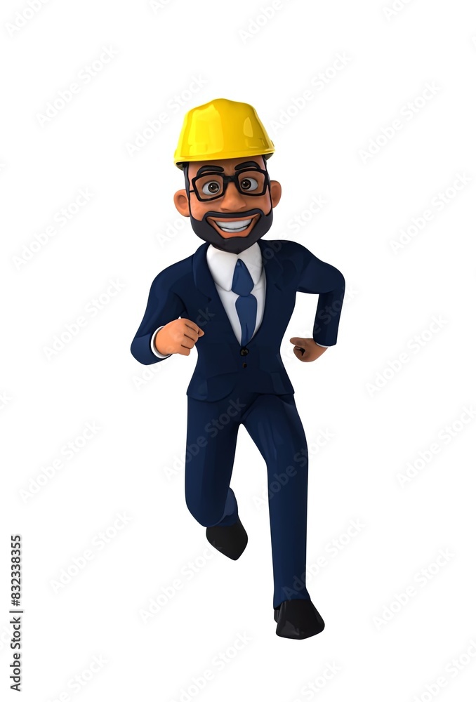 Fun 3D cartoon indian architect illustration. Fun 3D cartoon indian architect illustration.