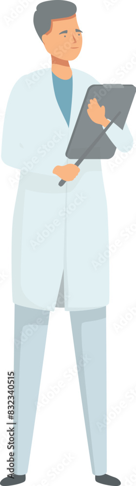 Vector illustration of a male doctor in a lab coat with a clipboard, symbolizing medical expertise Vector illustration of a male doctor in a lab coat with a clipboard, symbolizing medical expertise
