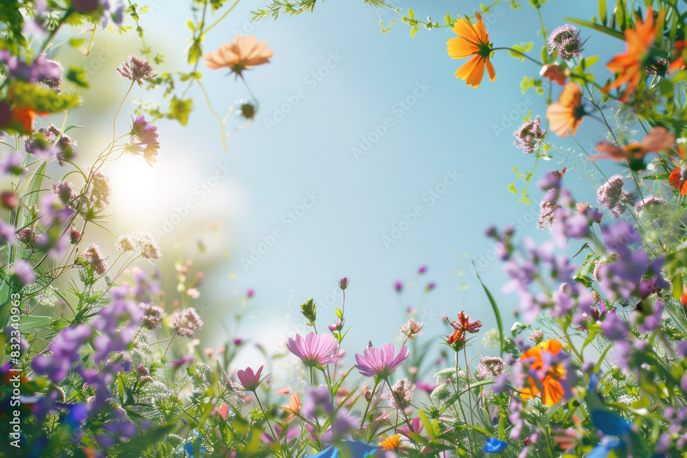 Wildflowers and Grasses Pattern with Text Space Wildflowers and Grasses Pattern with Text Space