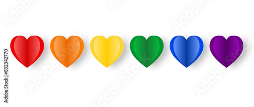 Rainbow paper heart on white background, Let's Celebrate PRIDE month with colorful rainbow pride  background for festival parades, parties, and social events, banner, greeting card, poster, web banner