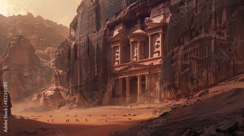 Ancient petra treasury in jordan for travel and history themed designs photo