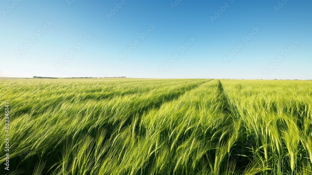 A vast field of energy crops specifically grown for biofuel production, under a clear blue sky. The crops sway gently in the wind, symbolizing renewable energy sources.