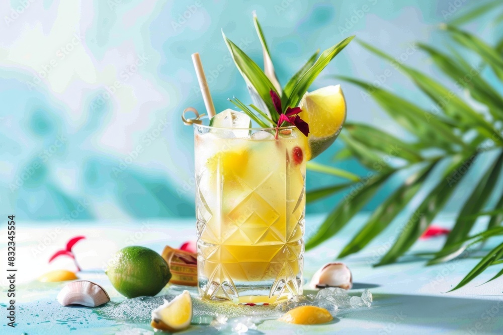 A cocktail with a tropical flair, transporting you to a sunny beach, super realistic A cocktail with a tropical flair, transporting you to a sunny beach, super realistic