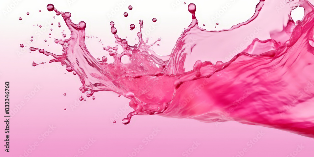 Pink liquid splashes on white background, pink paint splashes Pink liquid splashes on white background, pink paint splashes