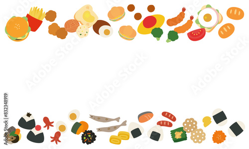 かわいい洋食と和食のラインフレーム