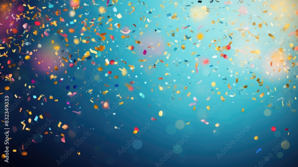 Celebration and colorful confetti party on blue abstract background Celebration and colorful confetti party on blue abstract background