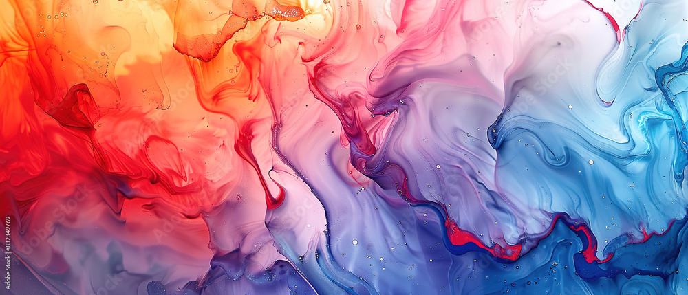 A background with abstract paint blots created with alcohol ink. A marble background