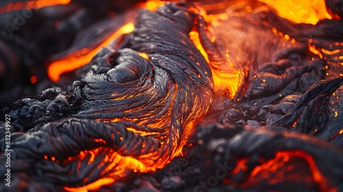 Intense Lava Flow Eruption - A Powerful Display of Nature's Fury and Dynamism