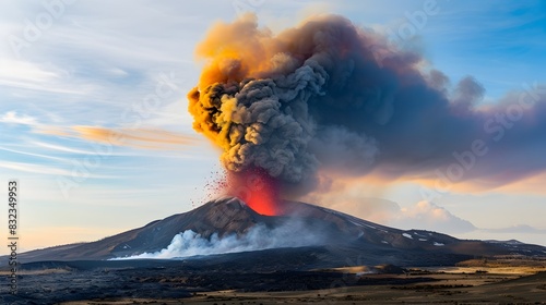 Molten Majesty - A Spectacular Volcanic Eruption from a Distant Perspective photo