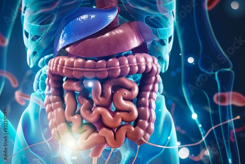 Delve into the intricate details of the digestive system , abstract  , background photo