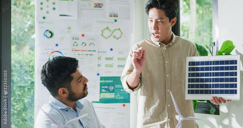 Group Diverse Asia Businesspeople Talk Esg Strategies Risk Management