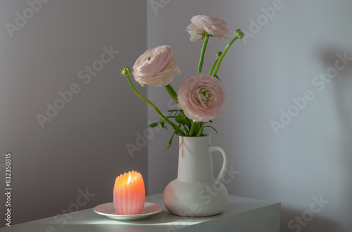 Wallpaper Mural spring flowers in vase in white modern interior Torontodigital.ca