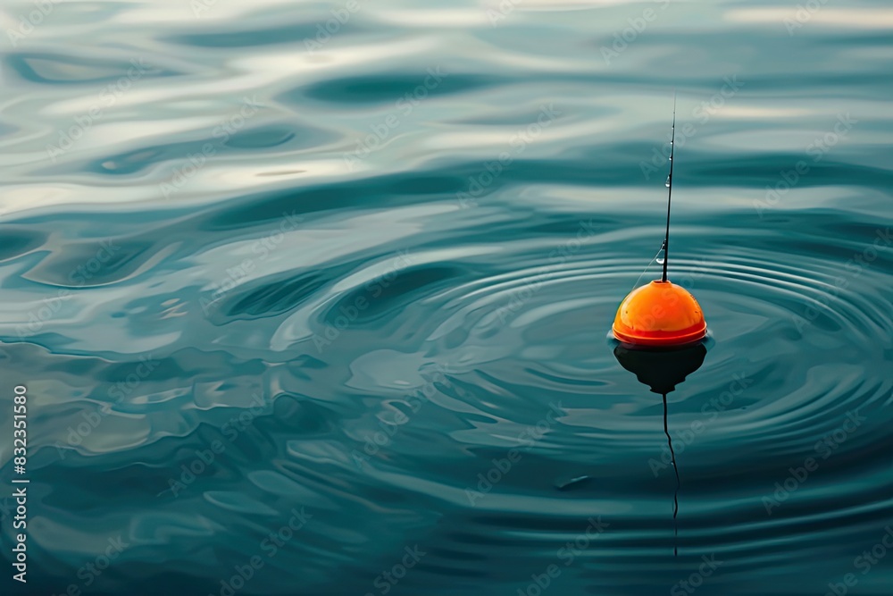 a image of a small orange object floating in the water a image of a small orange object floating in the water