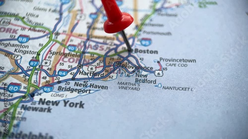 Boston, Pin On The USA Road Map, Dolly Shot, 29 May 2024