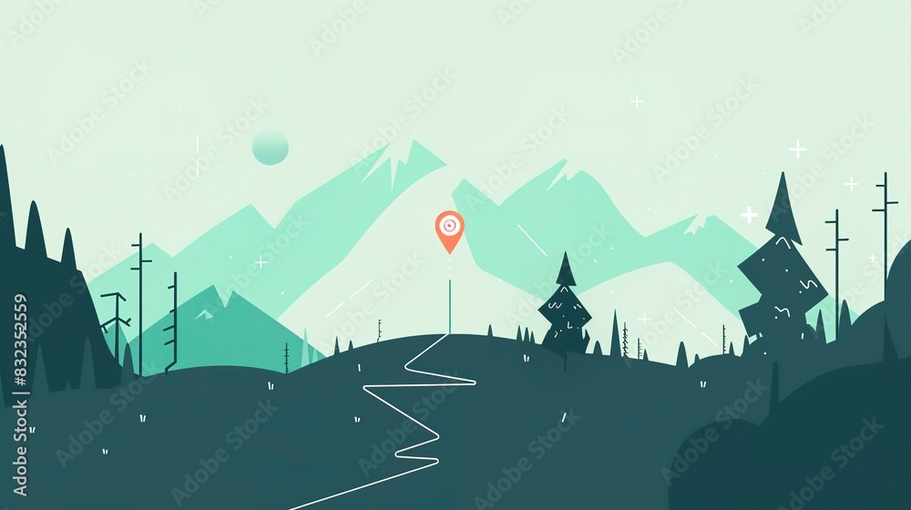 Fototapeta premium Trail markers website layout flat design front view navigation tips theme animation Complementary Color Scheme 