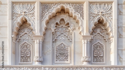 Muslim mosque facade adorned with detailed and decorative elements